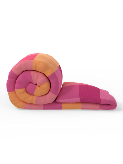Super Soft 100% Natural Cotton Fabric Comforter For All Weather <small> (checks-pink/multi)</small>