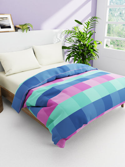 Super Soft 100% Natural Cotton Fabric Double Comforter For Winters <small> (checks-blue/multi)</small>