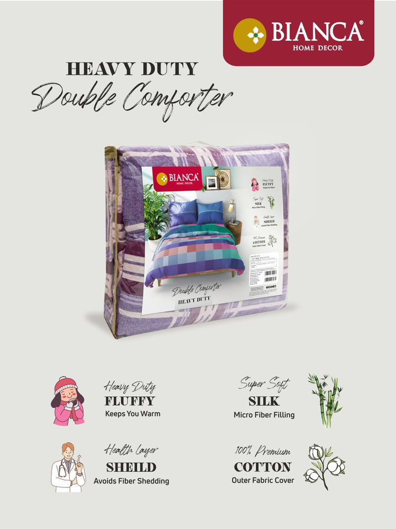 Super Soft 100% Natural Cotton Fabric Double Comforter For Winters <small> (checks-blue/multi)</small>