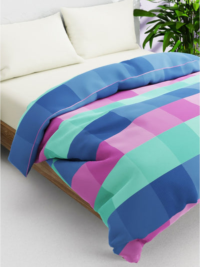Super Soft 100% Natural Cotton Fabric Comforter For All Weather <small> (checks-blue/multi)</small>