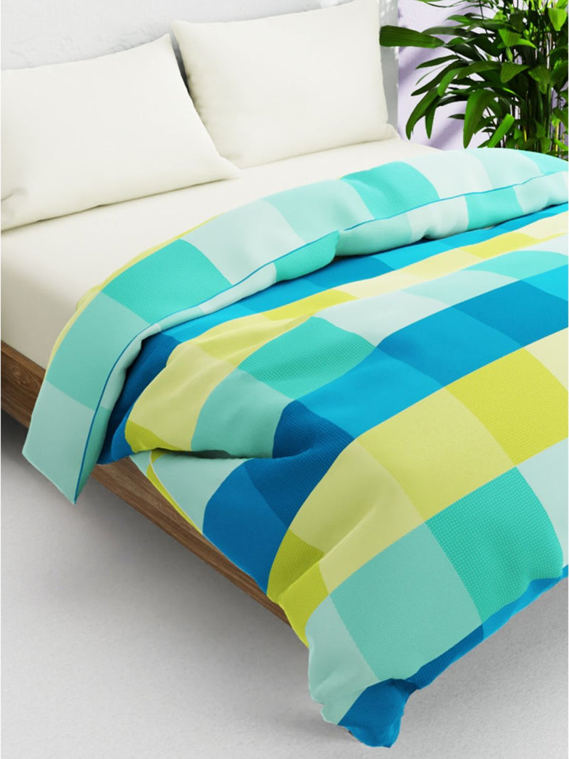 Super Soft 100% Natural Cotton Fabric Comforter For All Weather <small> (checks-green/multi)</small>