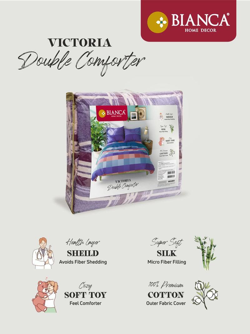 Super Soft 100% Natural Cotton Fabric Comforter For All Weather <small> (checks-green/multi)</small>