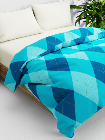 Super Soft 100% Natural Cotton Fabric Double Comforter For Winters <small> (geometrical-blue/multi)</small>