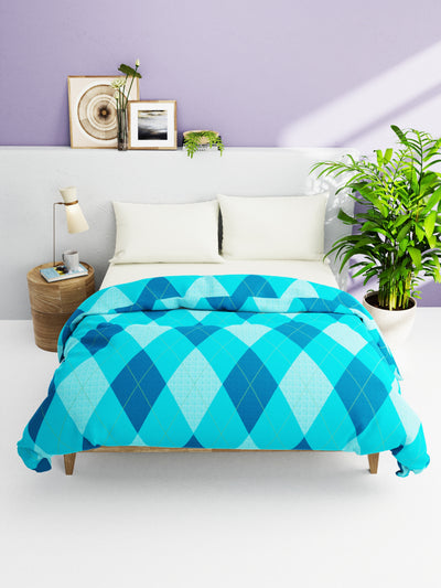 Super Soft 100% Natural Cotton Fabric Double Comforter For Winters <small> (geometrical-blue/multi)</small>