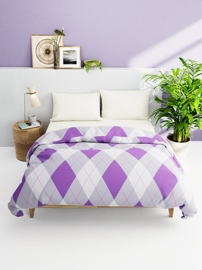 Super Soft 100% Natural Cotton Fabric Comforter For All Weather <small> (geometrical-purple/multi)</small>