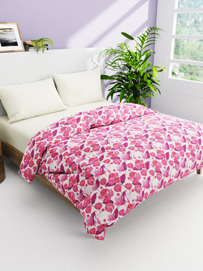 Super Soft 100% Natural Cotton Fabric Comforter For All Weather <small> (floral-pink)</small>