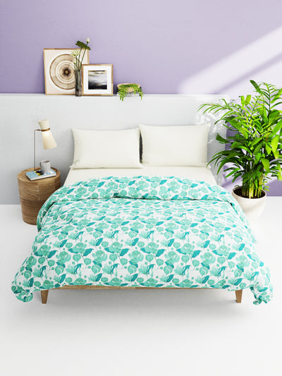 Super Soft 100% Natural Cotton Fabric Comforter For All Weather <small> (floral-teal)</small>