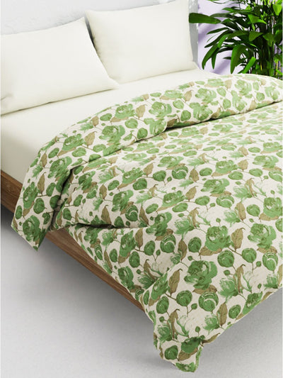 Super Soft 100% Natural Cotton Fabric Comforter For All Weather <small> (floral-sage)</small>