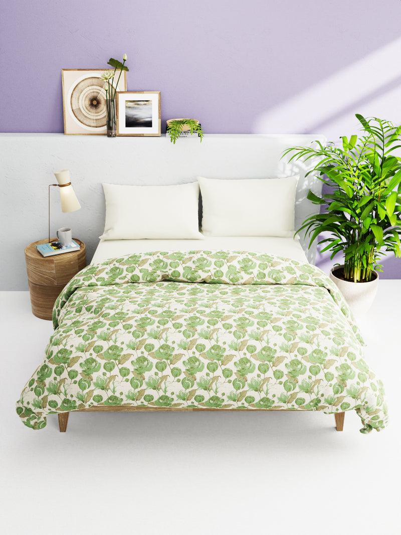 Super Soft 100% Natural Cotton Fabric Comforter For All Weather <small> (floral-sage)</small>