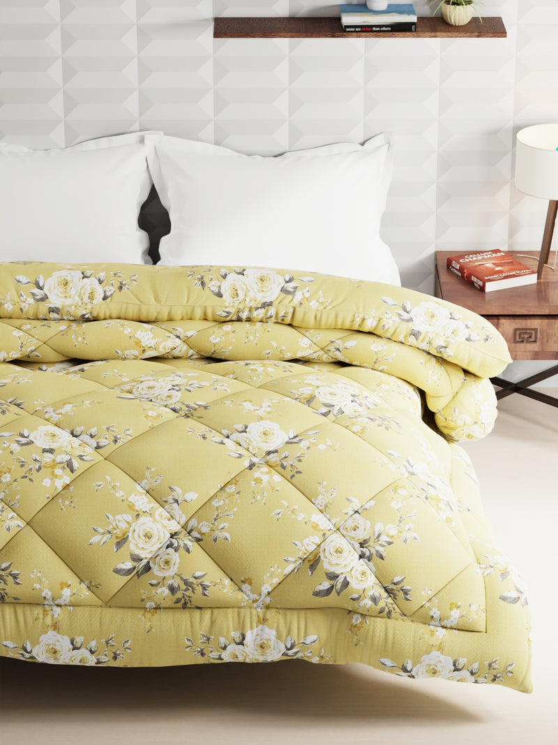 Super Soft Microfiber Double Comforter For All Weather <small> (floral-yellow)</small>