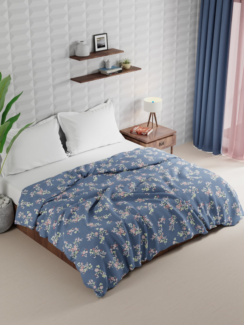 Super Soft Microfiber Double Comforter For All Weather <small> (floral-blue/multi)</small>