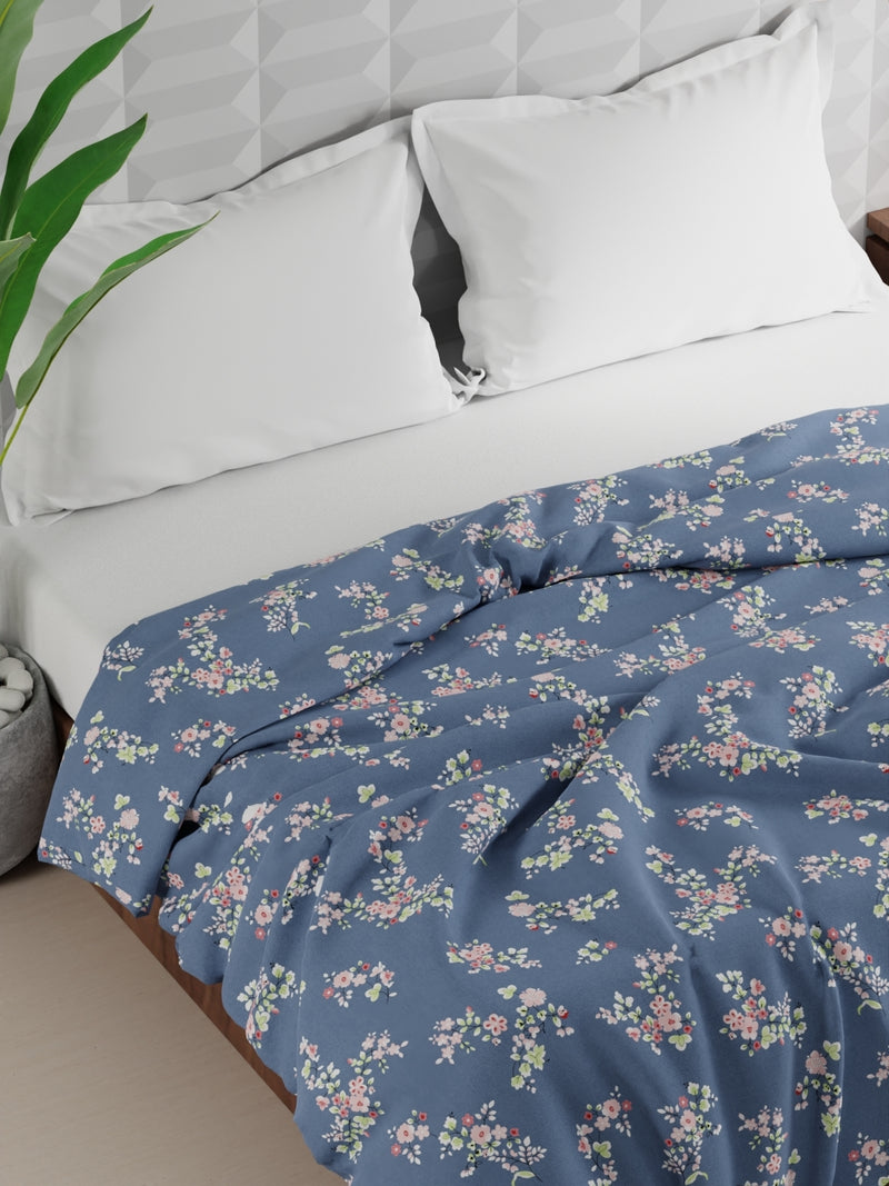 Super Soft Microfiber Double Comforter For All Weather <small> (floral-blue/multi)</small>