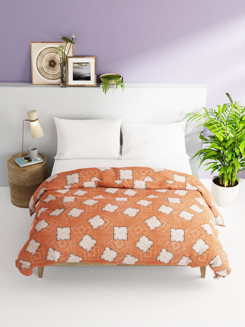 Super Soft 100% Natural Cotton Fabric Double Comforter For Winters <small> (geometric-rust)</small>
