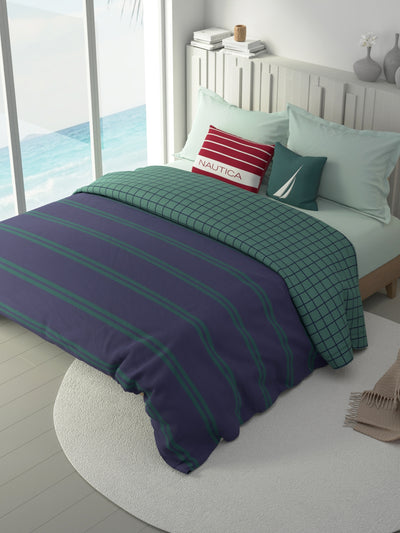 100% Premium Cotton Fabric Comforter For All Weather <small> (checks-blue/green)</small>