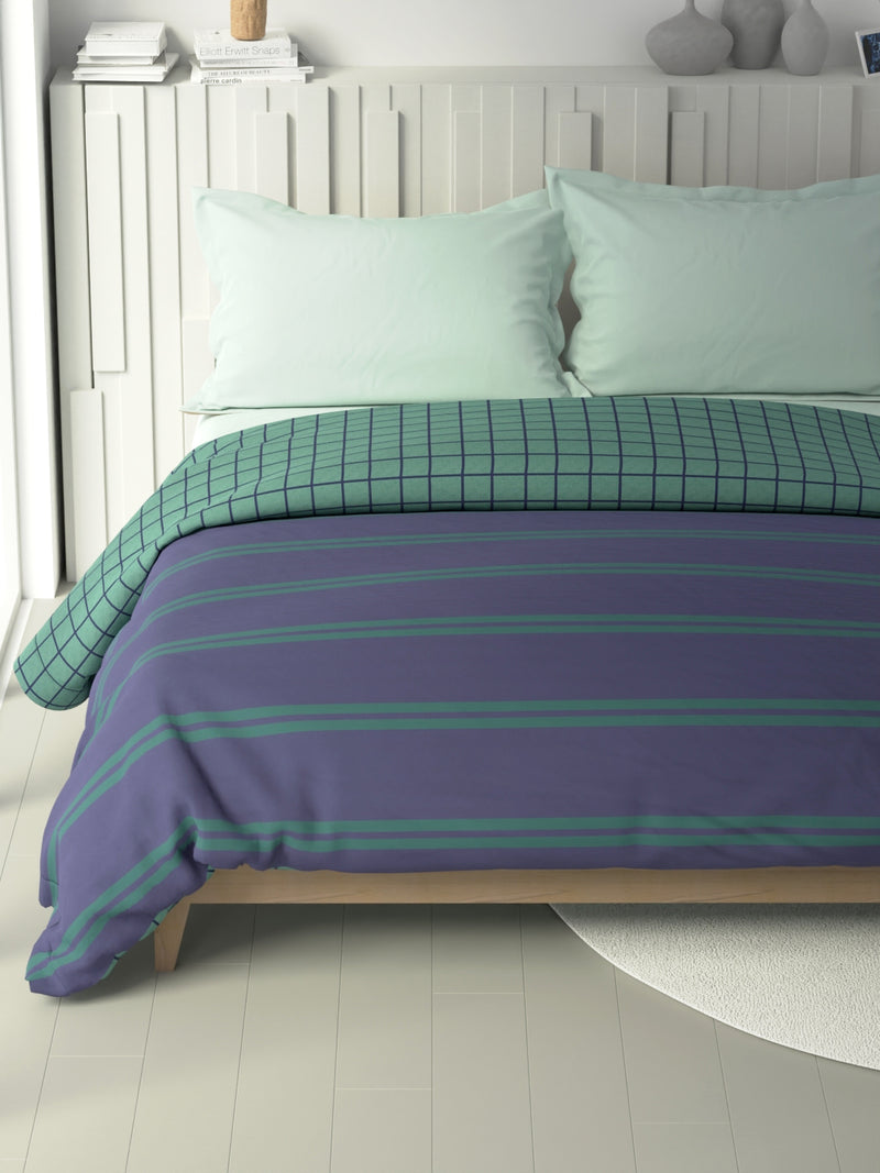 100% Premium Cotton Fabric Comforter For All Weather <small> (checks-blue/green)</small>