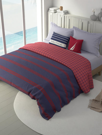 100% Premium Cotton Fabric Comforter For All Weather <small> (checks-blue/red)</small>