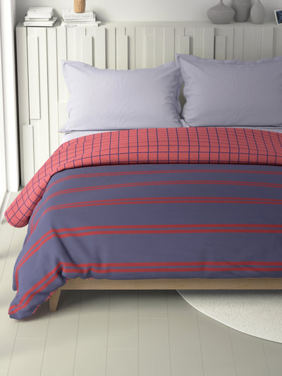 100% Premium Cotton Fabric Comforter For All Weather <small> (checks-blue/red)</small>