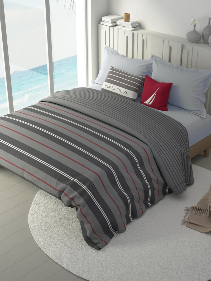 100% Premium Cotton Fabric Comforter For All Weather <small> (stripe-grey)</small>
