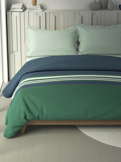 100% Premium Cotton Fabric Comforter For All Weather <small> (stripe-green/blue)</small>