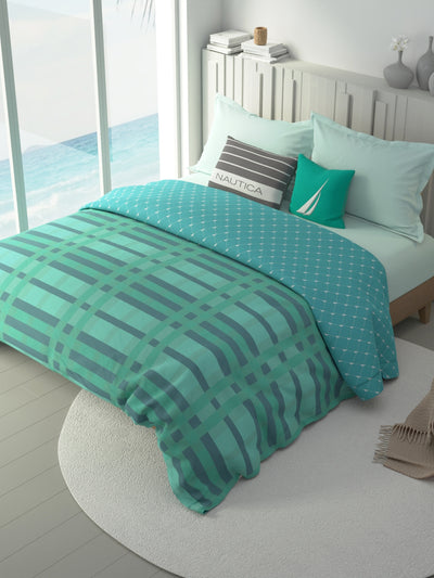100% Premium Cotton Fabric Comforter For All Weather <small> (stripe-seagreen)</small>