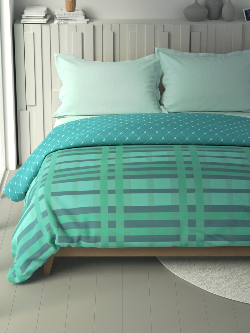 100% Premium Cotton Fabric Comforter For All Weather <small> (stripe-seagreen)</small>