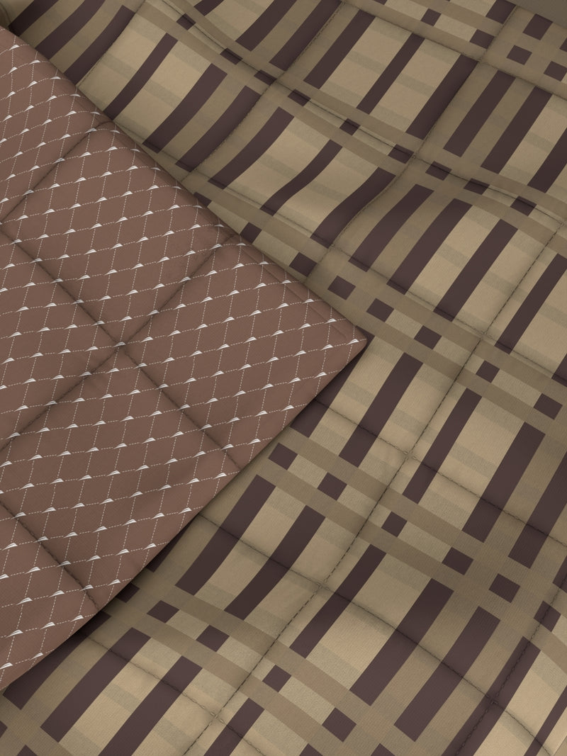 100% Premium Cotton Fabric Comforter For All Weather <small> (stripe-brown/beige)</small>