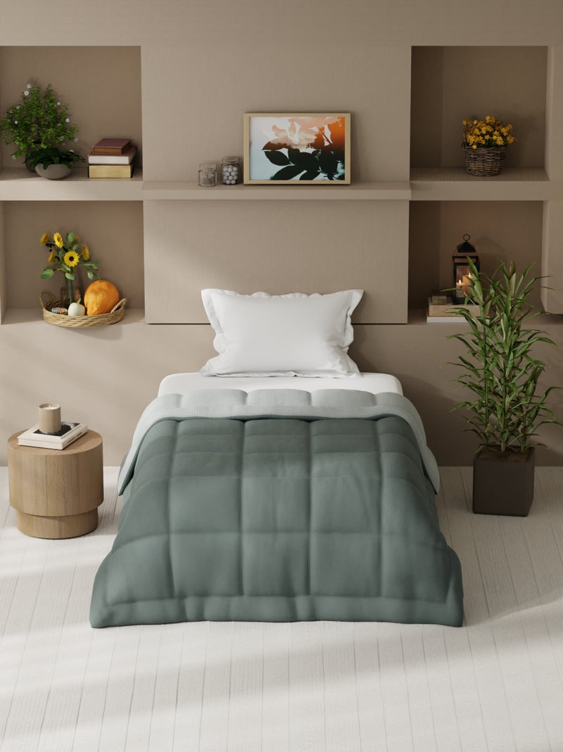 Ultra Soft Microfiber Reversible Comforter For All Weather <small> (reversible-grey/ivory)</small>