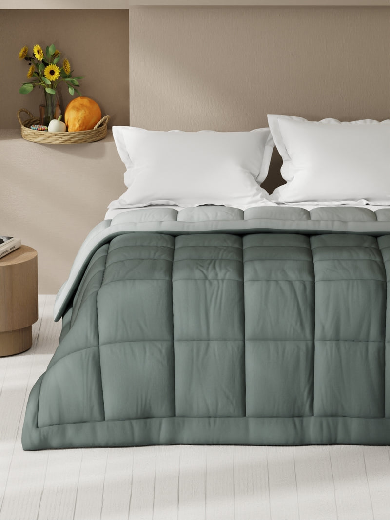Ultra Soft Microfiber Reversible Comforter For All Weather <small> (reversible-grey/ivory)</small>