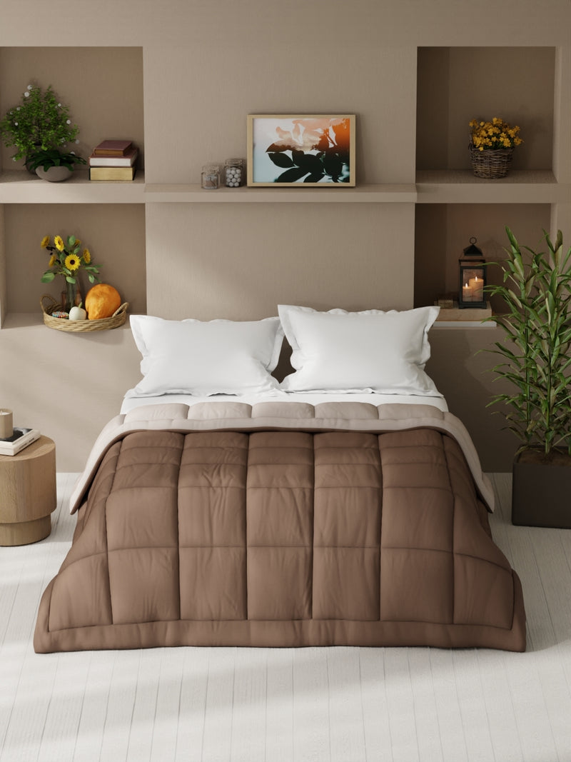 Ultra Soft Microfiber Reversible Comforter For All Weather <small> (reversible-choco/peach)</small>