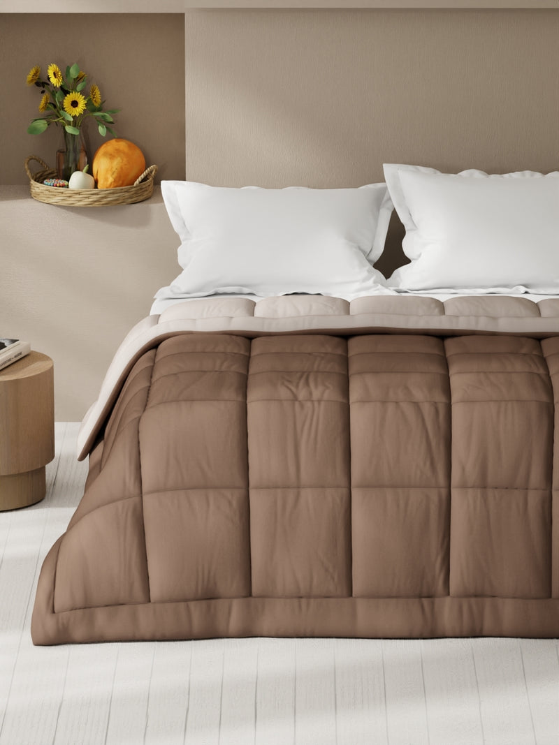 Ultra Soft Microfiber Reversible Comforter For All Weather <small> (reversible-choco/peach)</small>