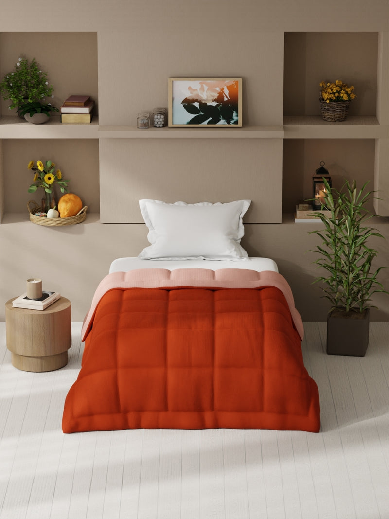 Ultra Soft Microfiber Reversible Comforter For All Weather <small> (reversible-rust/orange)</small>