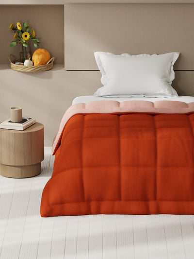 Ultra Soft Microfiber Reversible Comforter For All Weather <small> (reversible-rust/orange)</small>