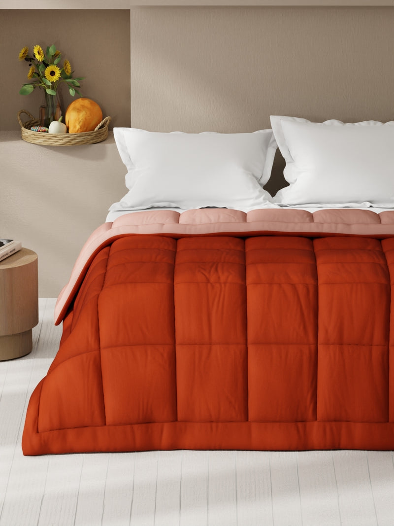 Ultra Soft Microfiber Reversible Comforter For All Weather <small> (reversible-rust/orange)</small>