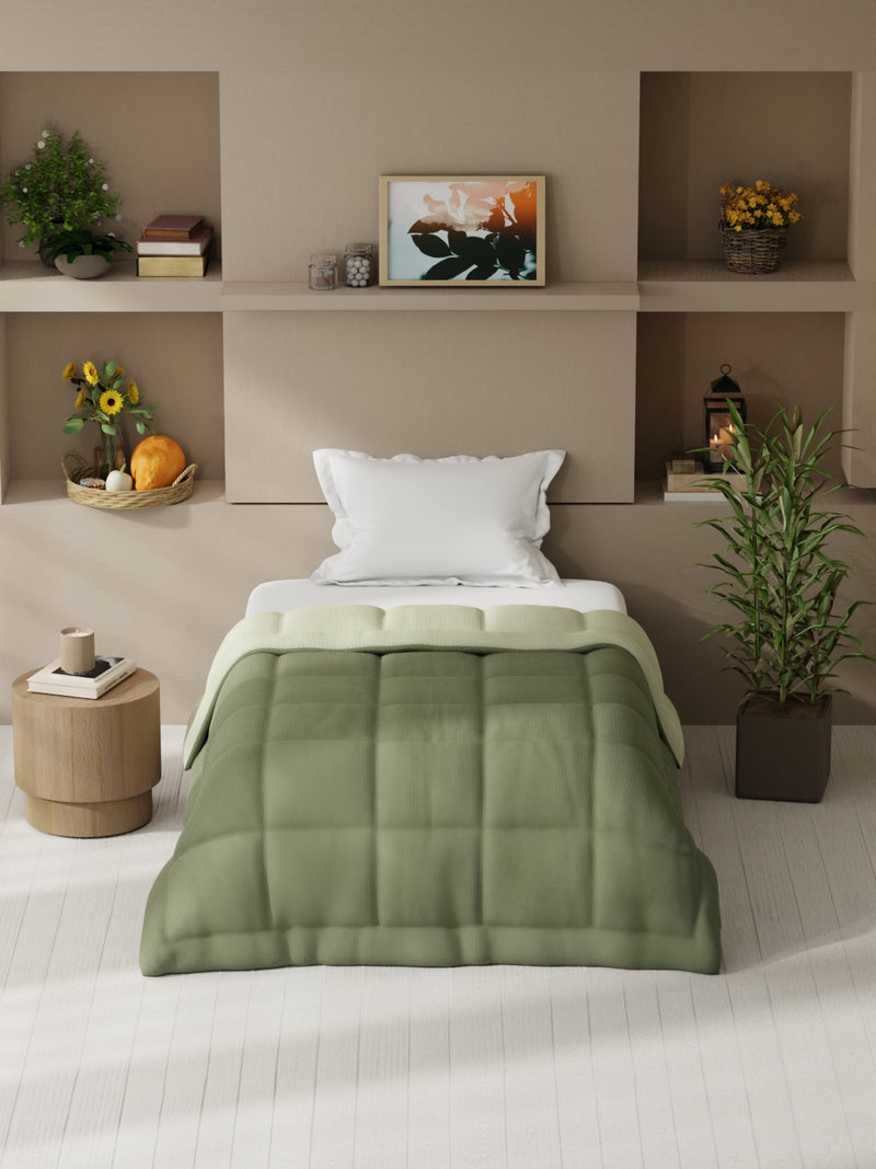 Ultra Soft Microfiber Reversible Comforter For All Weather <small> (reversible-olive/sage)</small>