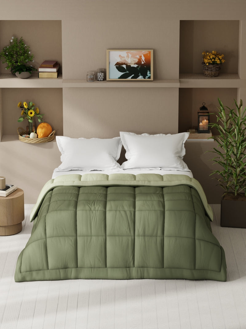 Ultra Soft Microfiber Reversible Comforter For All Weather <small> (reversible-olive/sage)</small>