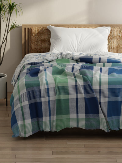 Super Soft Bamboo Micro Single Comforter For All Weather <small> (checks-mint/blue)</small>