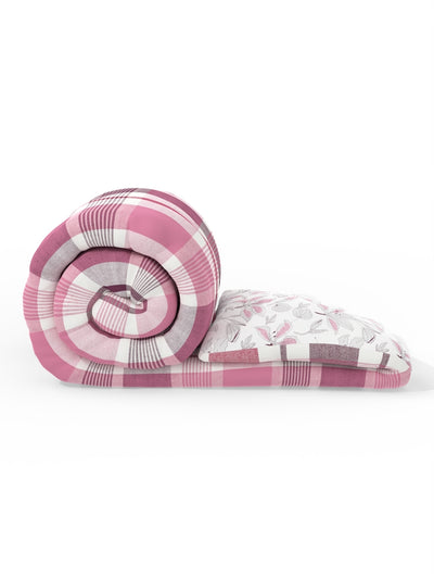 Super Soft Bamboo Micro Single Comforter For All Weather <small> (checks-pink/grape)</small>