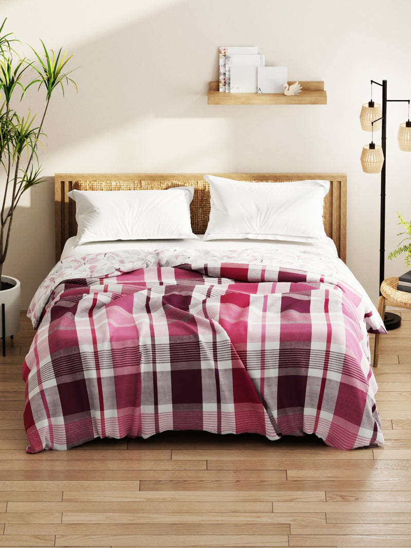 Super Soft Bamboo Micro Double Comforter For All Weather <small> (checks-pink/grape)</small>