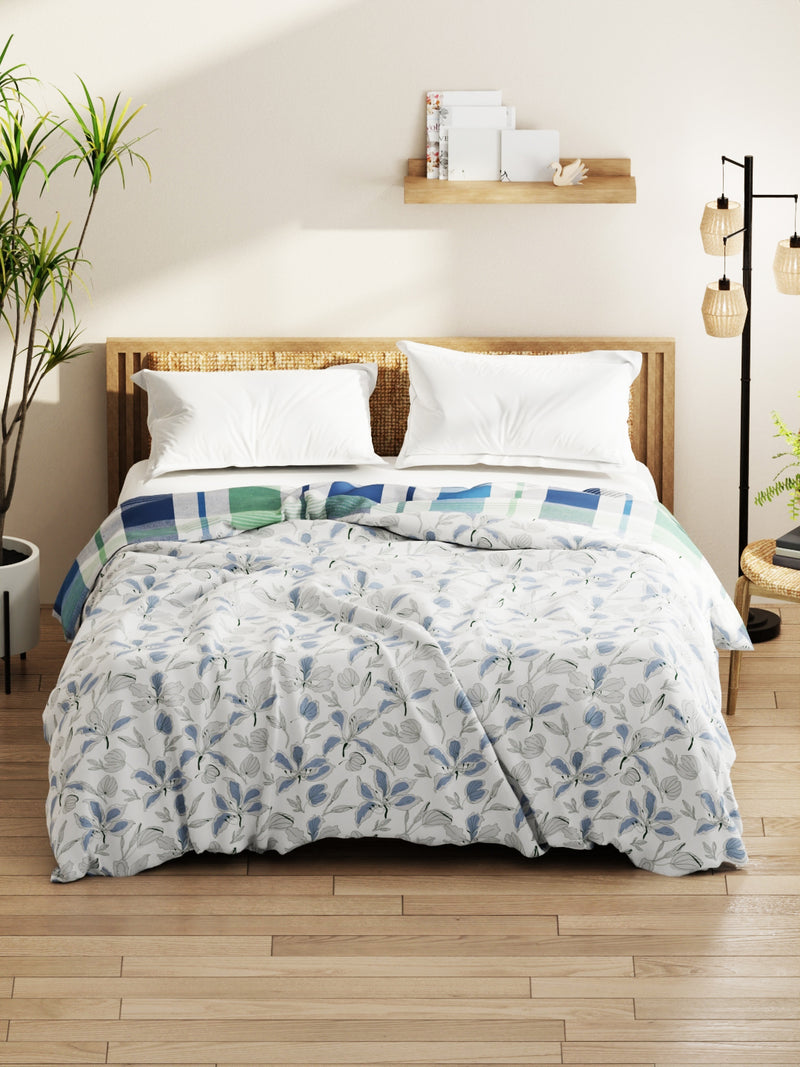 Super Soft Bamboo Micro Double Comforter For All Weather <small> (floral-white/blue)</small>