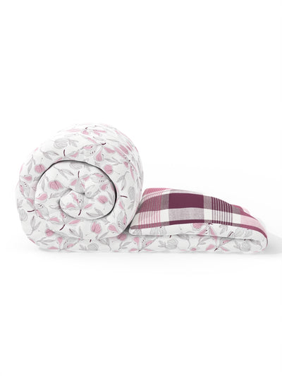 Super Soft Bamboo Micro Single Comforter For All Weather <small> (floral-white/pink)</small>