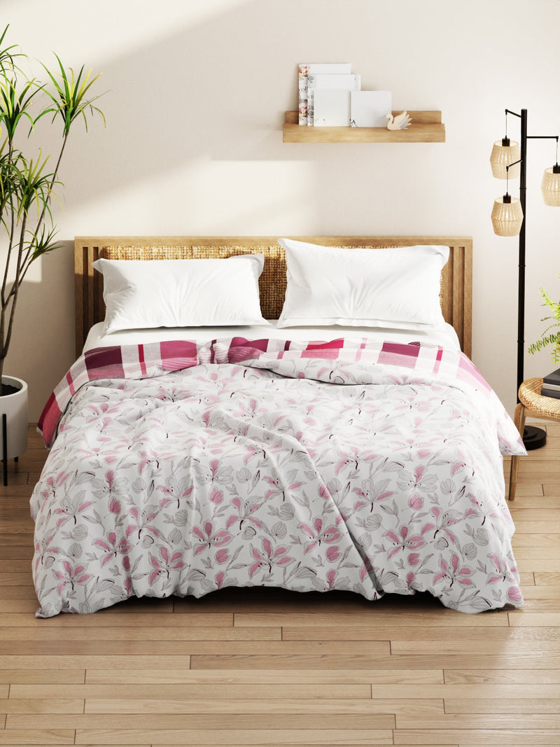 Super Soft Bamboo Micro Double Comforter For All Weather <small> (floral-white/pink)</small>