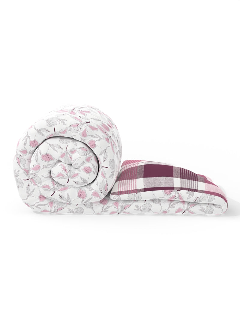 Super Soft Bamboo Micro Double Comforter For All Weather <small> (floral-white/pink)</small>