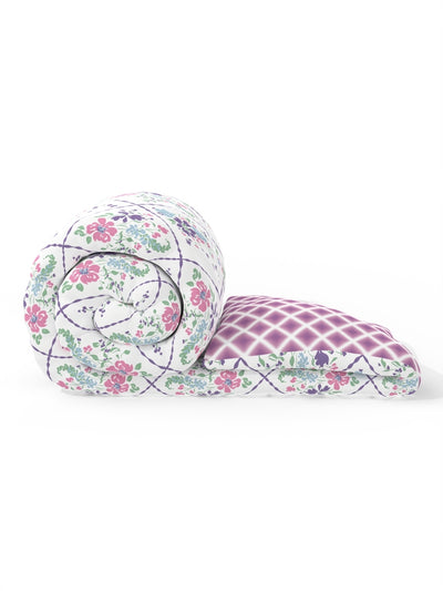 Super Soft Bamboo Micro Single Comforter For All Weather <small> (floral-white/violet)</small>