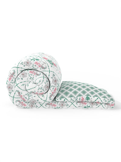 Super Soft Bamboo Micro Single Comforter For All Weather <small> (floral-white/green)</small>