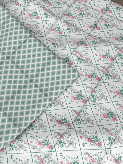 Super Soft Bamboo Micro Single Comforter For All Weather <small> (floral-white/green)</small>