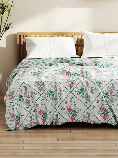 Super Soft Bamboo Micro Double Comforter For All Weather <small> (floral-white/green)</small>