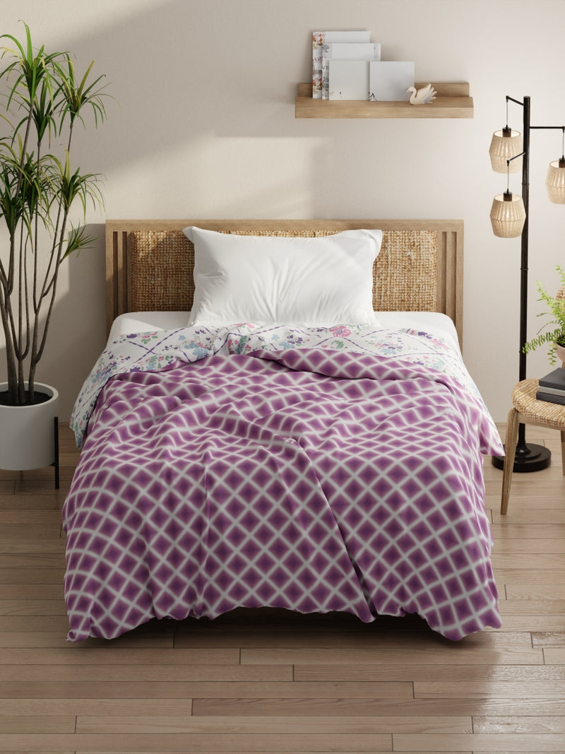 Super Soft Bamboo Micro Single Comforter For All Weather <small> (geometric-purple)</small>