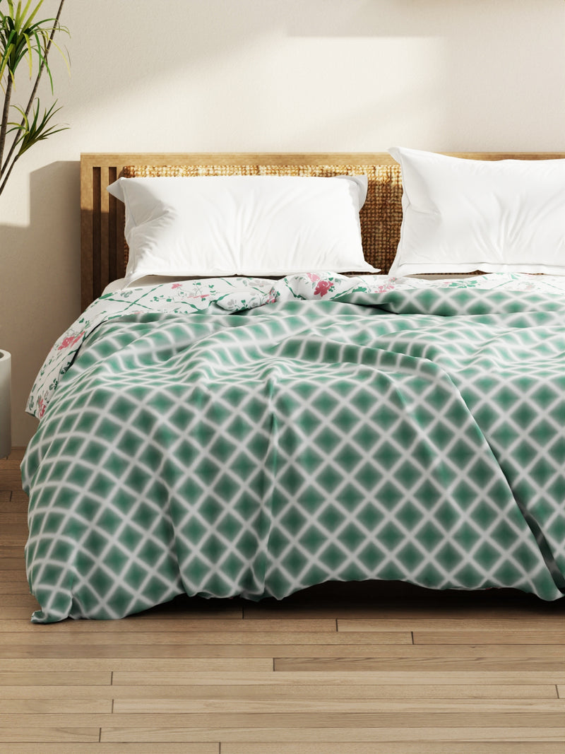 Super Soft Bamboo Micro Double Comforter For All Weather <small> (geometric-green)</small>