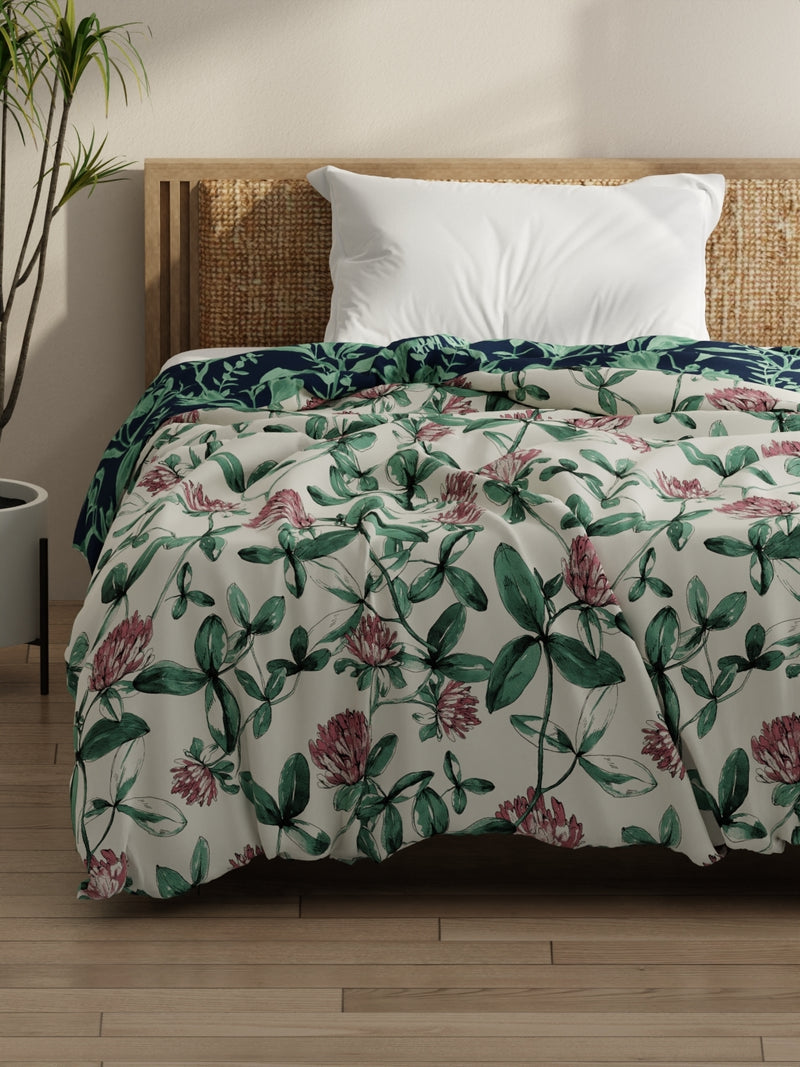 Super Soft Bamboo Micro Single Comforter For All Weather <small> (floral-pink/green)</small>