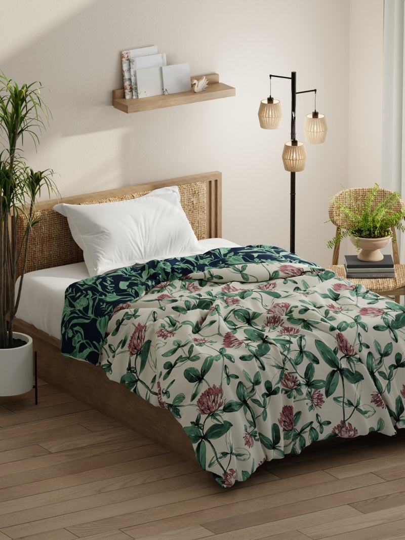 Super Soft Bamboo Micro Single Comforter For All Weather <small> (floral-pink/green)</small>